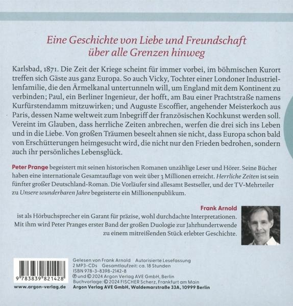 Buchrücken mit Buchinfo, Titel 'Eine Geschichte von Liebe und Freundschaft', Autor Peter Prange, Sprecher Frank Arnold.