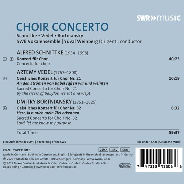 Albumcover mit Chormusik-Titel, Komponisten, Liederliste und Barcode.