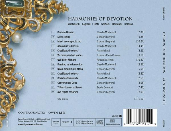 CD-Rückseite mit Titel, Komponistenliste und einer goldenen Verzierung.