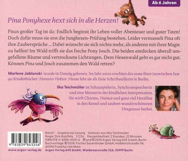 Ein lilafarbiges Vogelwesen sitzt auf einem Ast. Oben rechts ein kleines Tier.
