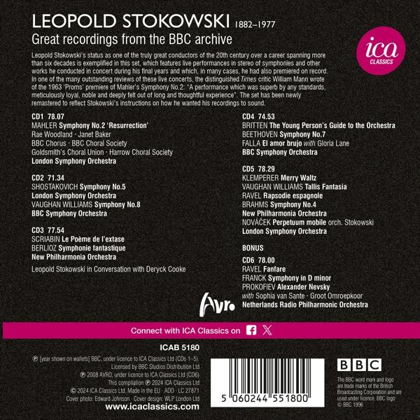 Cover eines Albums mit Leopold Stokowski, das Aufnahmen von 1982-1977 enthält.