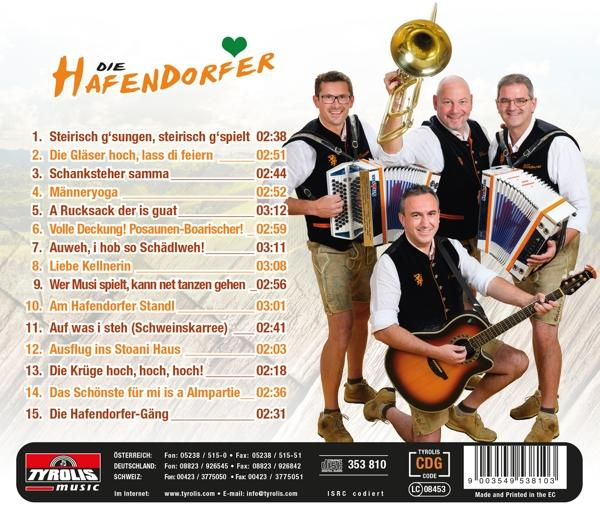 Vier Männer in Tracht spielen Instrumente, Liste mit Liedtiteln.