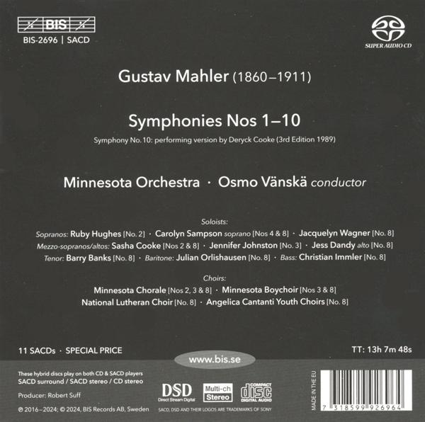 CD-Cover mit Mahlers Symphonien 1-10, Minnesota Orchestra, Dirigent Osmo Vänskä.