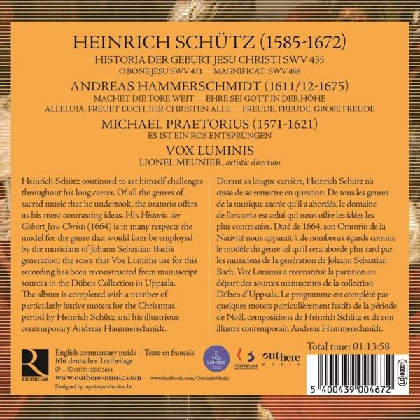 Album-Cover mit Komponisten und Werken von Schütz, Hammerschmidt, Praetorius.