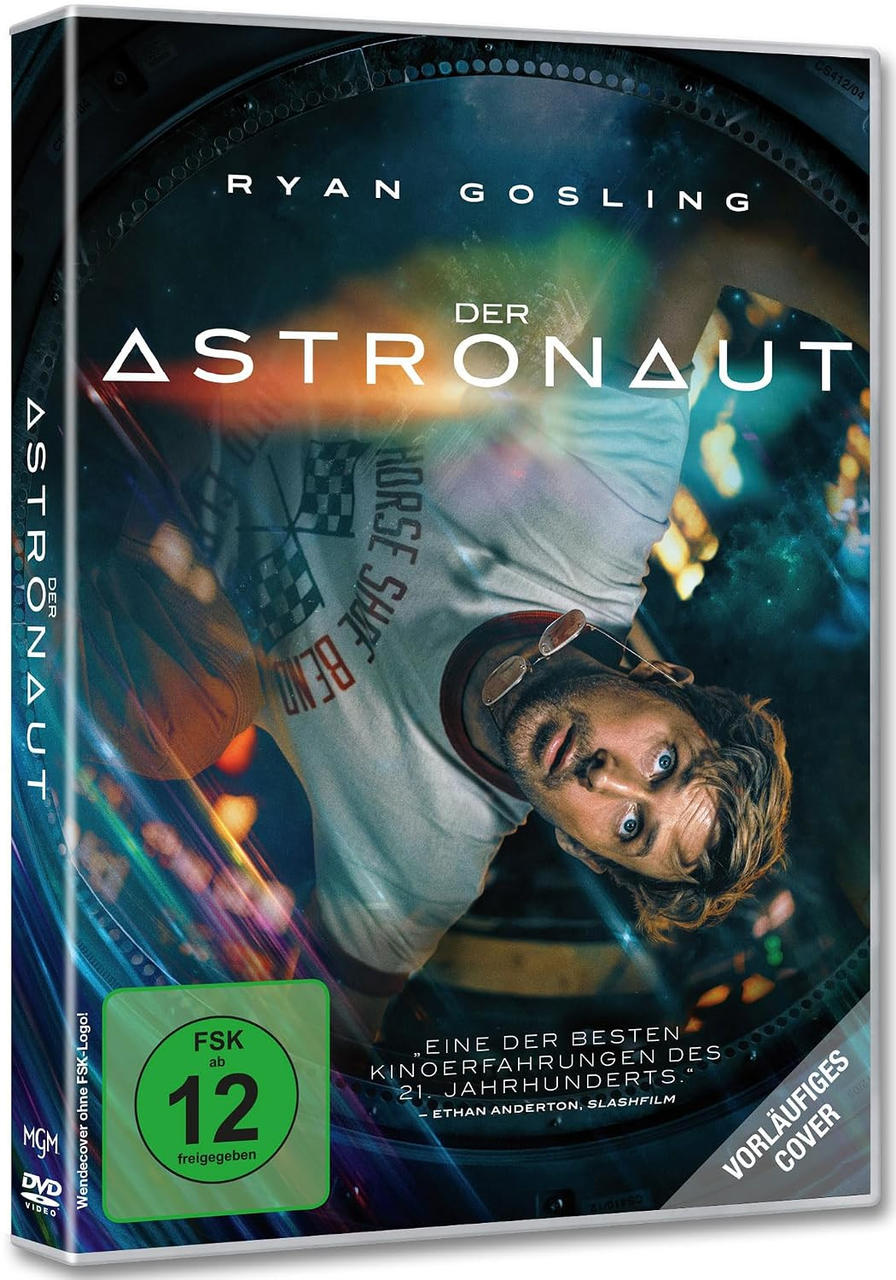 Ryan Gosling als Astronaut auf DVD-Cover. "Der Astronaut" Titel.