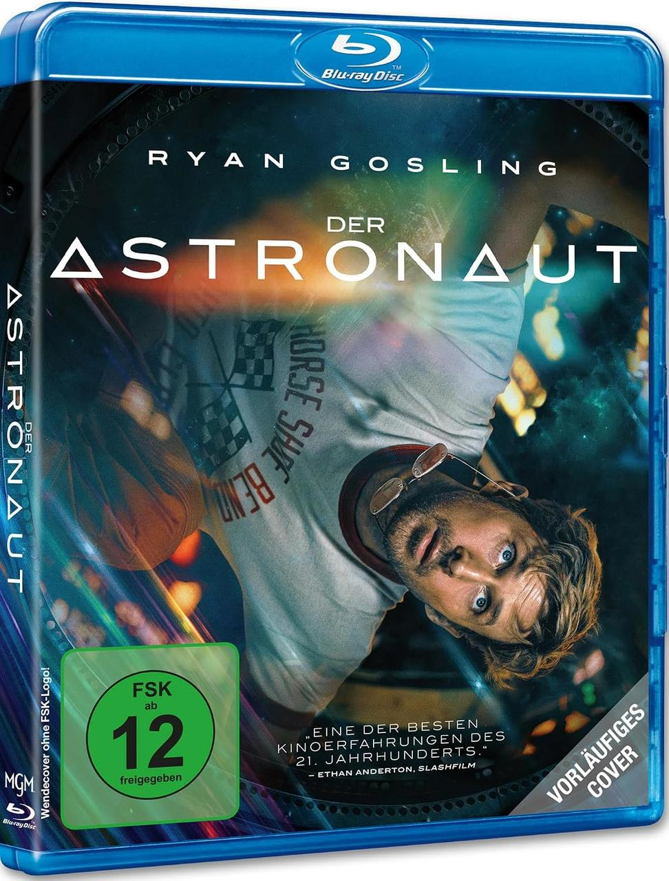 Ryan Gosling als Astronaut auf Blu-ray Hülle. Mit FSK 12 Logo.