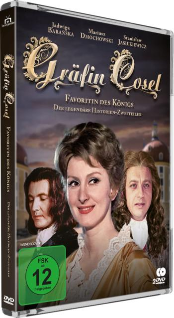 DVD-Hülle: Gräfin Cosel mit drei Personen, Schloss im Hintergrund.