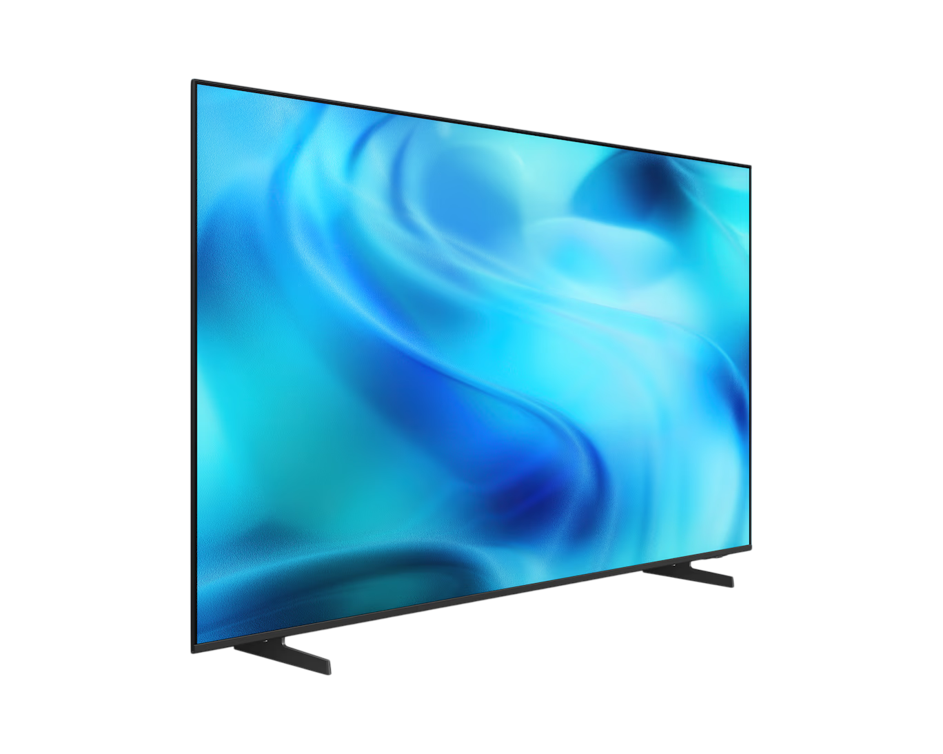 Ekranında mavi, akıcı bir desene sahip modern bir televizyon.