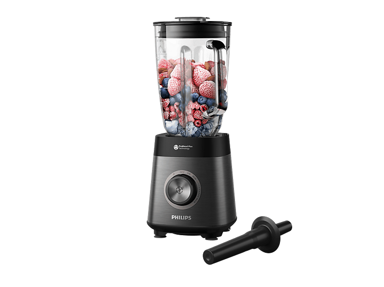 Philips HR3040/00 5000 Series ProBlend Plus-Messer, variable Geschwindigkeit mit Impulsfunktion, Standmixer (Edelstahl/Grau, 1200 Watt, 2 l)