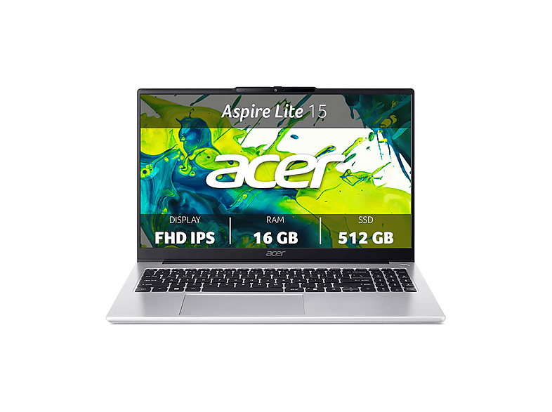 ACER Aspire Lite 15 AL15-45P NOTEBOOK, 15,6 ", processore AMD Ryzen 7 5825U, Radeon™ Onboard Graphics, RAM 16 GB, 512 GB SSD, Silver, Windows 11 Home