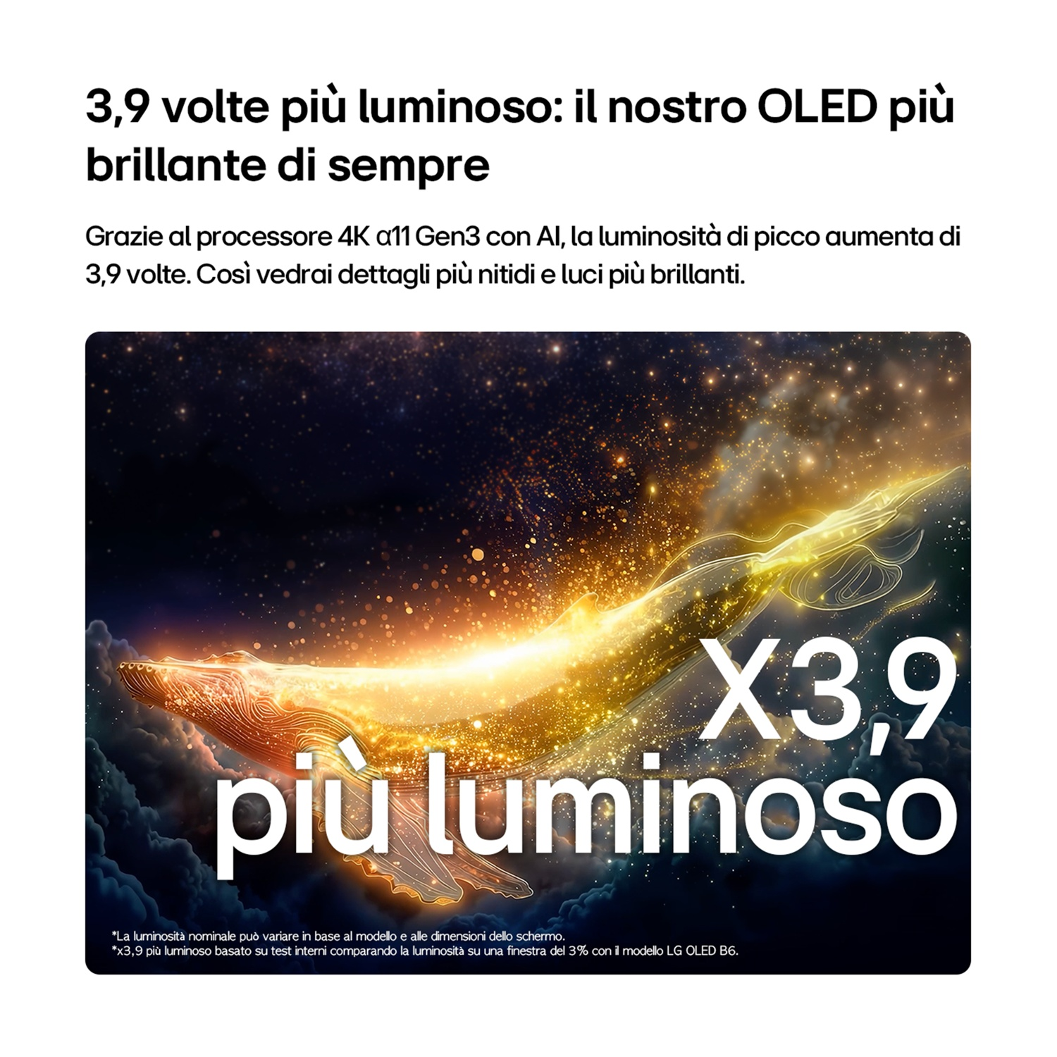Una balena di luce vola in un cielo stellato. X3,9 più luminoso.