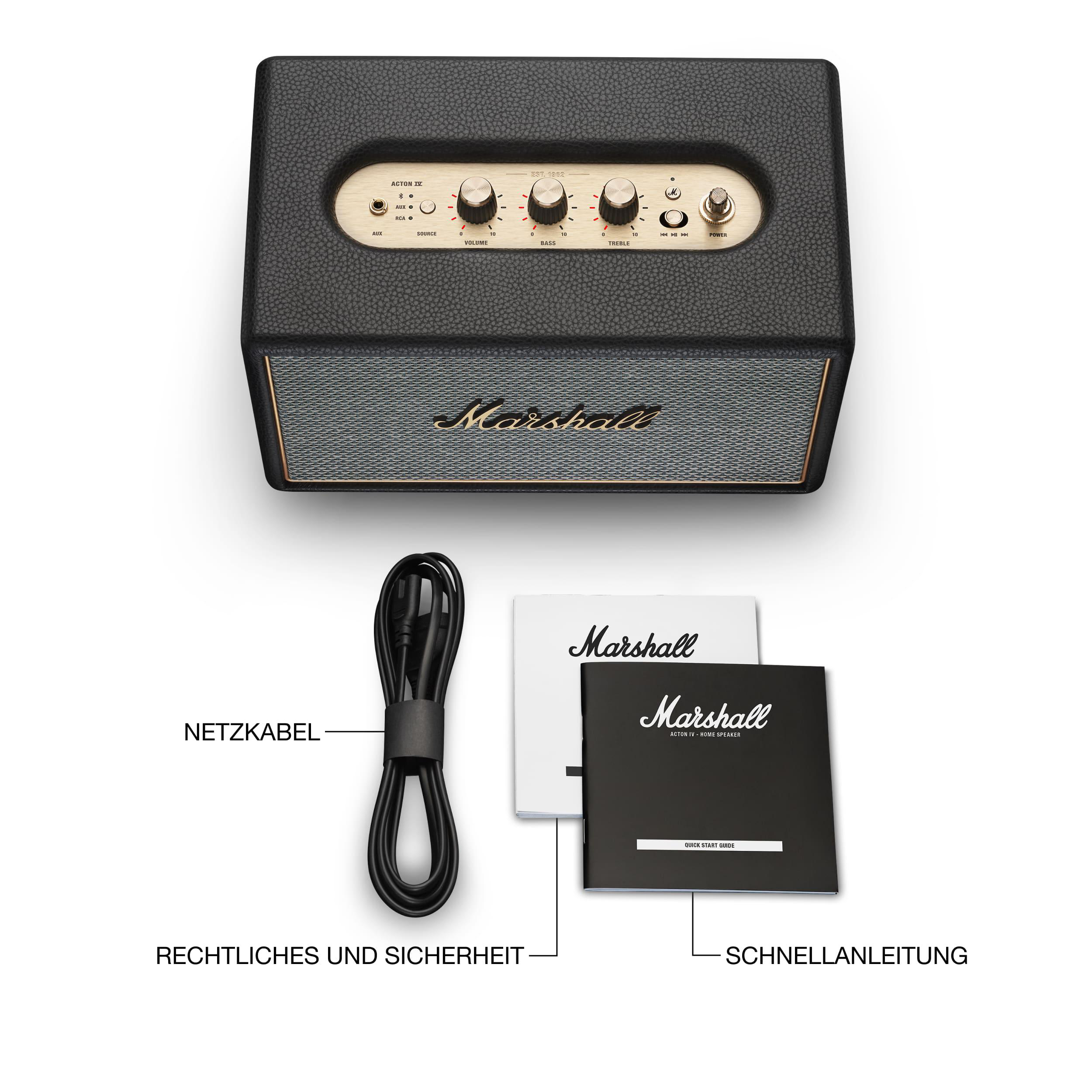 Marshall Acton IV Lautsprecher mit Kabel und Anleitungen.