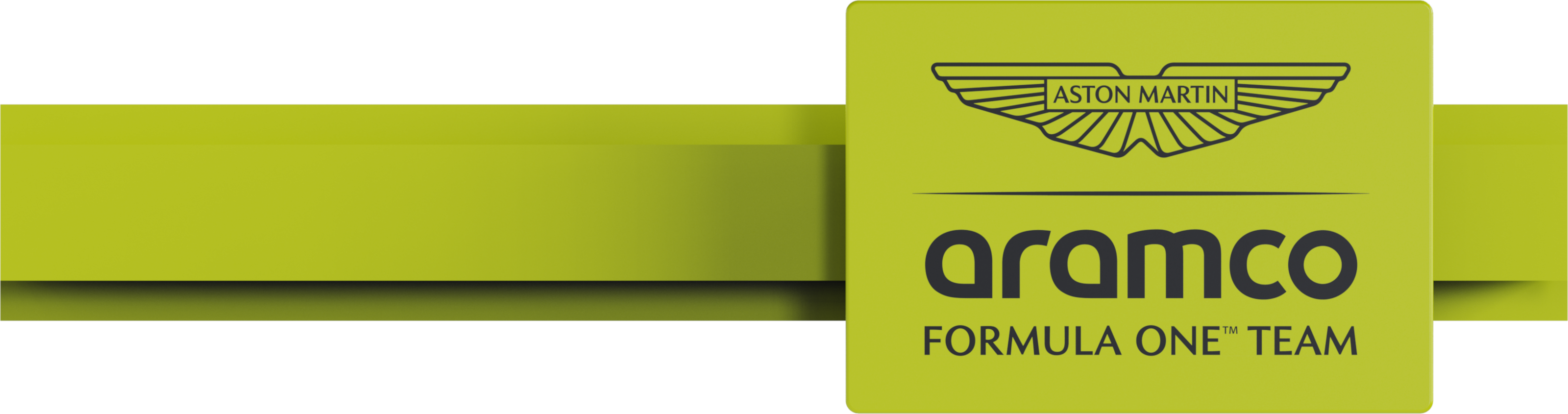 Aston Martin Aramco Forma-1-es csapat logója limezöld háttéren.