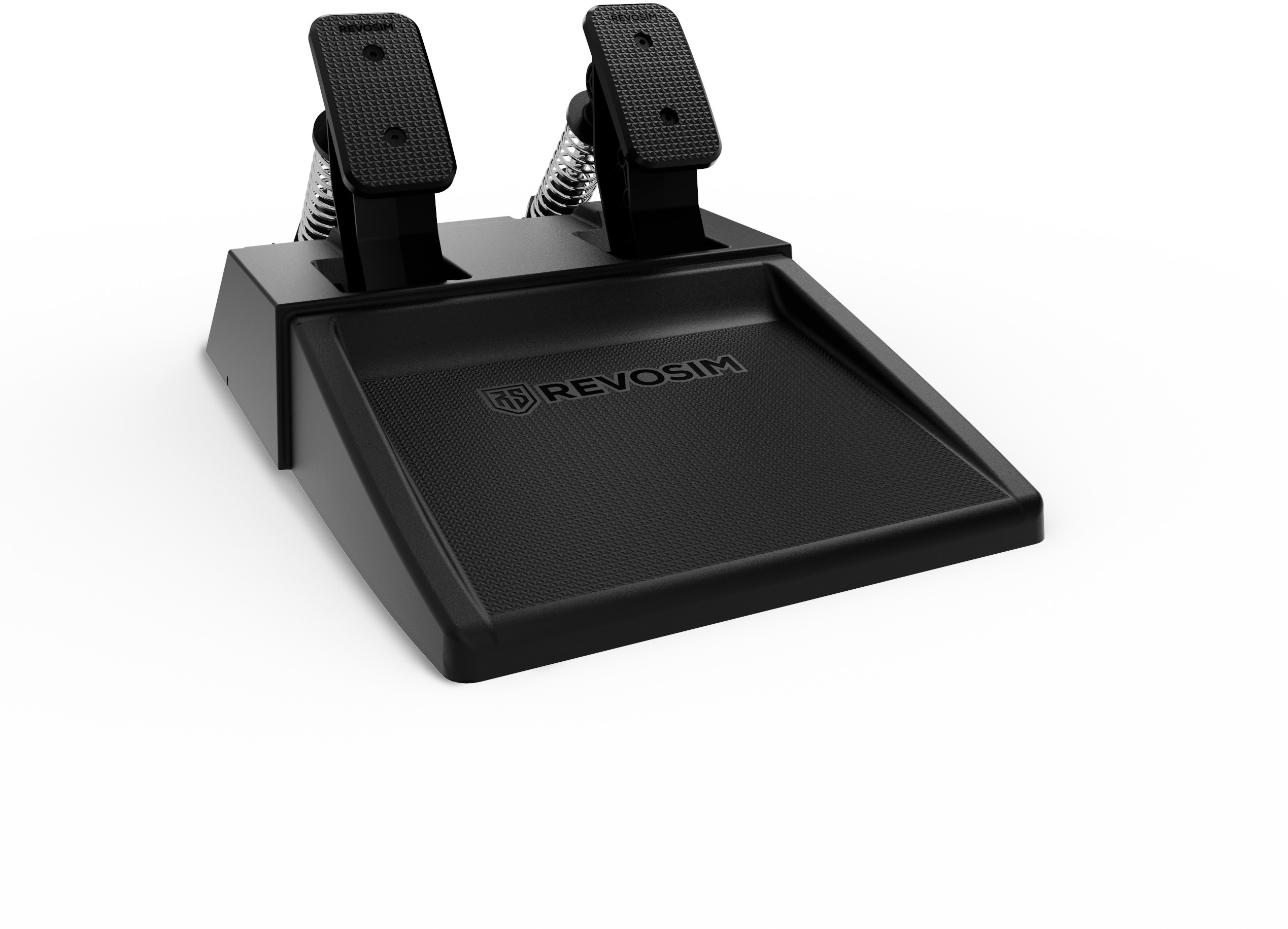 Fekete játékpedál REVOSIM logóval fehér háttéren.