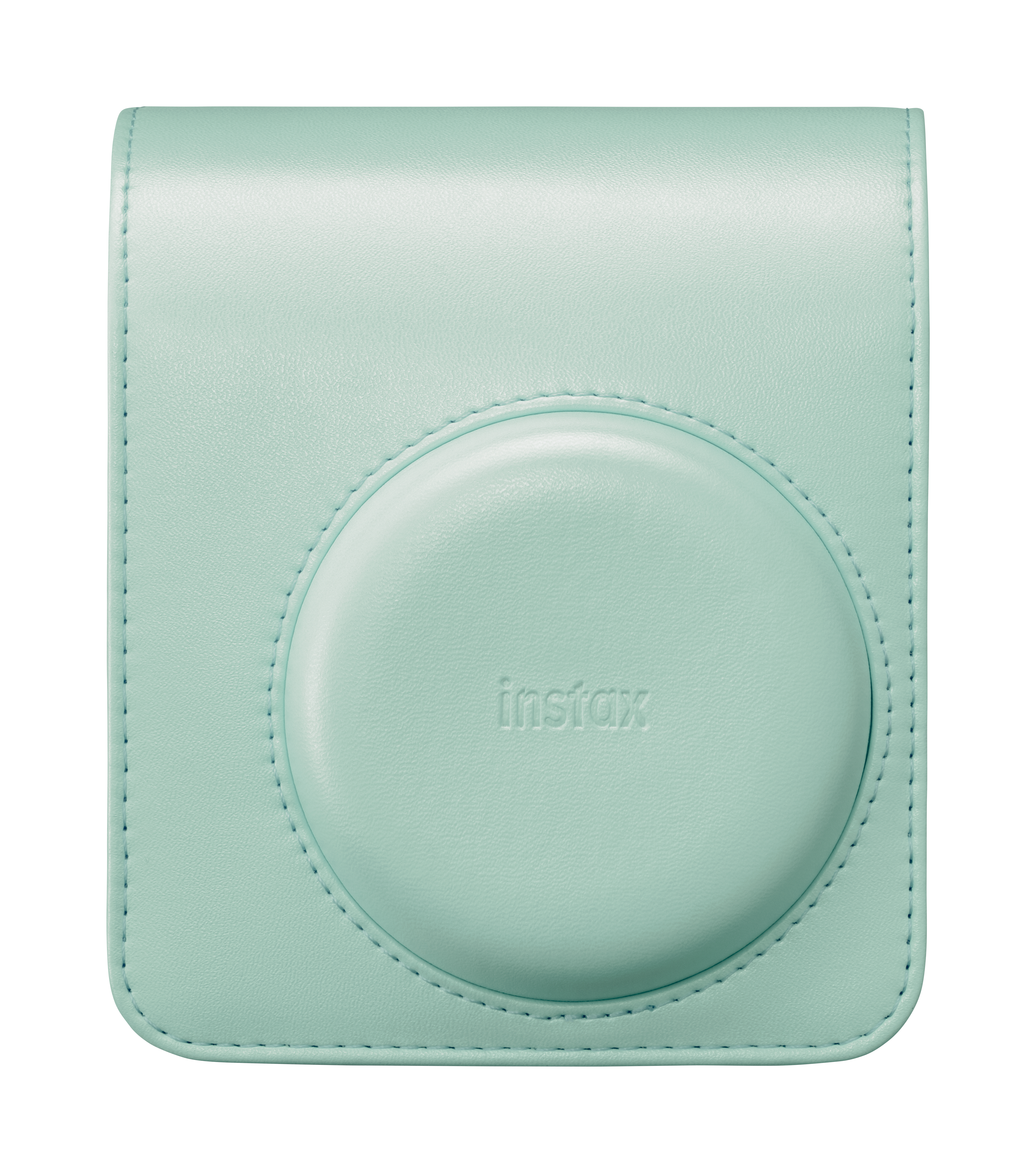 Eine hellgrüne Kameratasche mit "instax"-Logo.