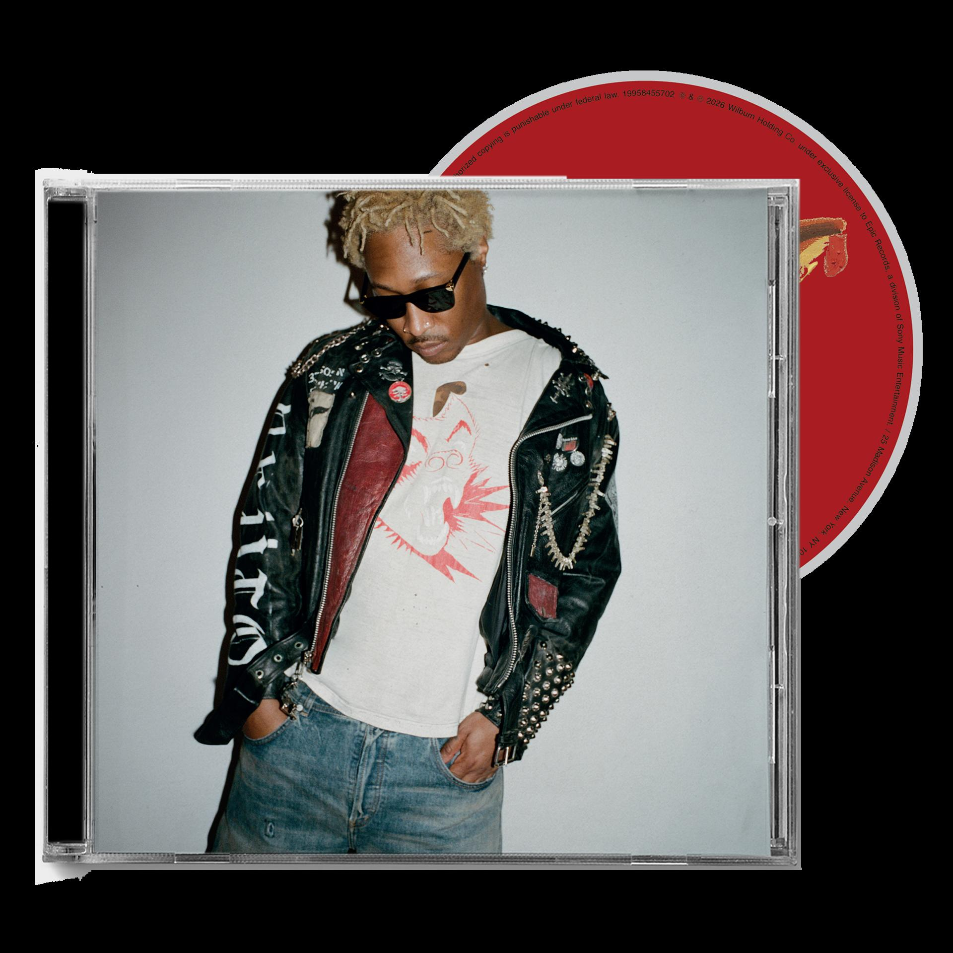 Mann in Lederjacke und Jeans, vor grauem Hintergrund, CD-Cover.