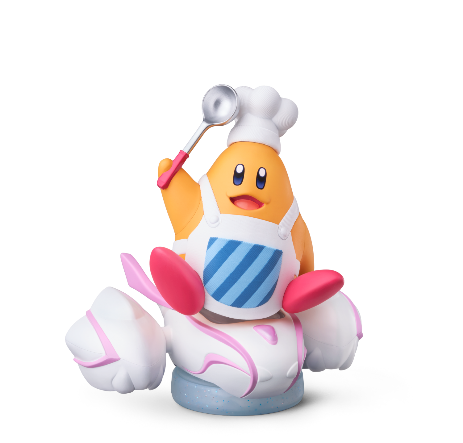 Un personaje naranja con gorro de chef y delantal sostiene un cucharón.