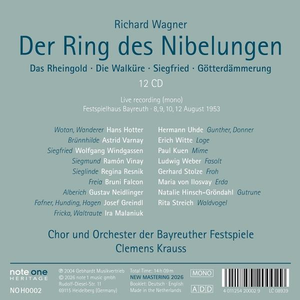 Richard Wagner's Der Ring des Nibelungen: 12 CD live recording from Bayreuth 1953.
