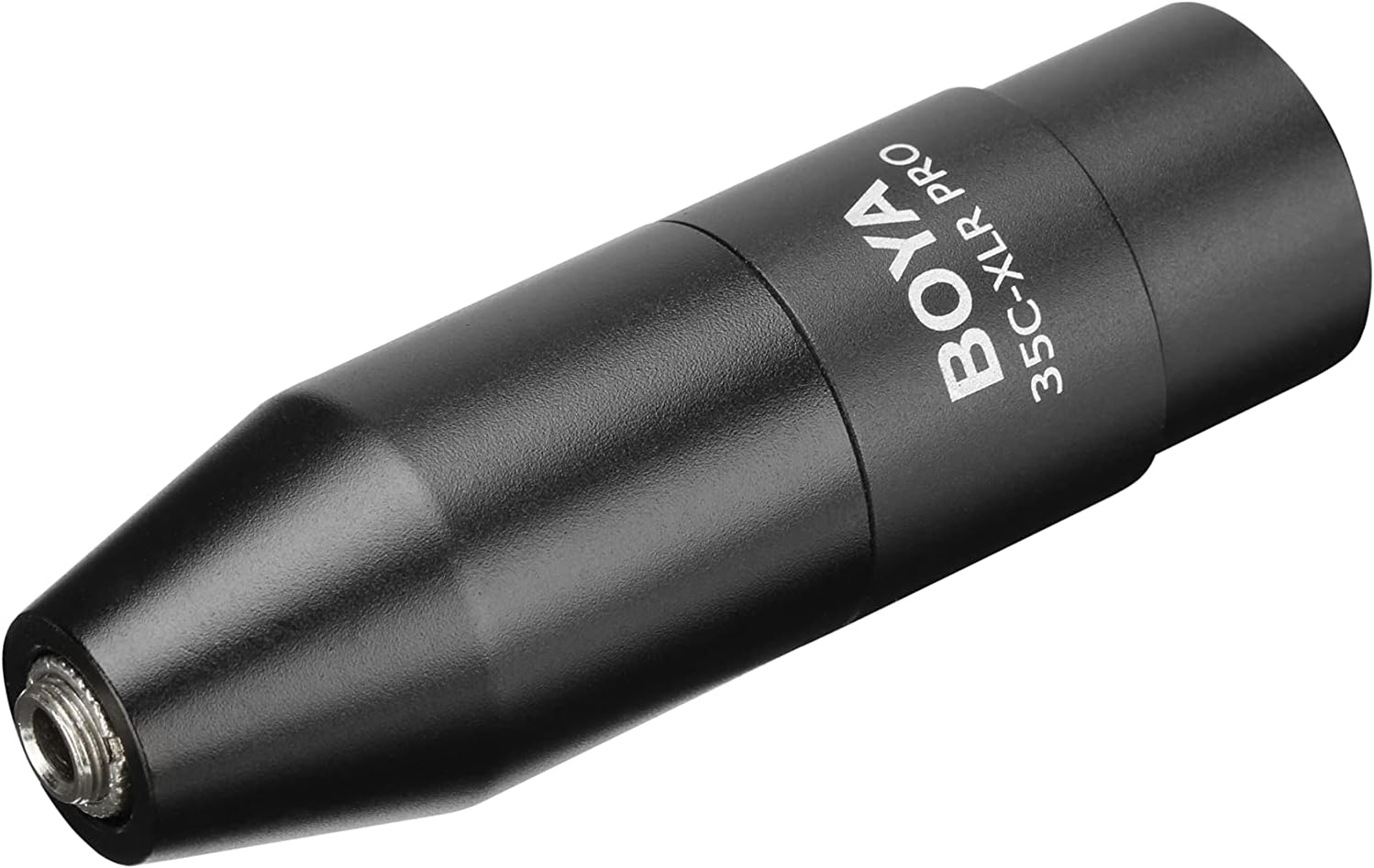 Egy fekete mikrofonadapter BOYA 35C-XLR PRO felirattal.
