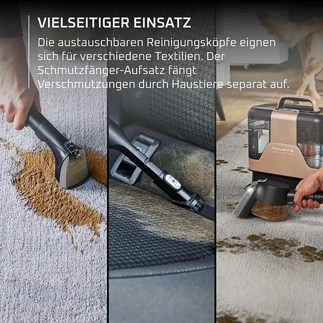Nettoyage de tapis, de tissus d'ameublement et de moquettes avec salissures d'animaux.