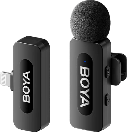 BOYA BY-V1 V2.0 Vezeték nélküli mikrofon, fekete, Lightning csatlakozós