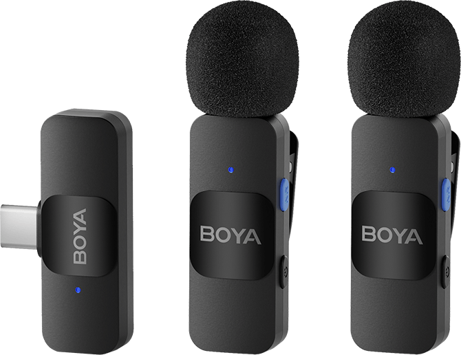 BOYA BY-V20 V2.0 Vezeték nélküli mikrofon, fekete, USB-C csatlakozós