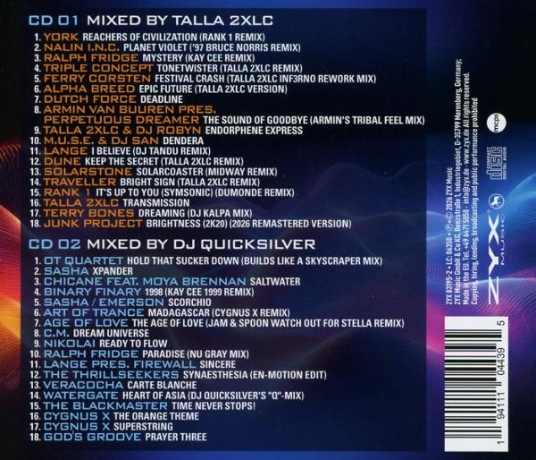 Rückseite eines CD-Covers mit Tracklisten für CD1 und CD2 von ZYX Music.