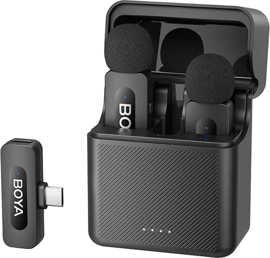 BOYA BY-V30 Vezeték nélküli mikrofon, fekete, 2TX+1RX, USB-C csatlakozós
