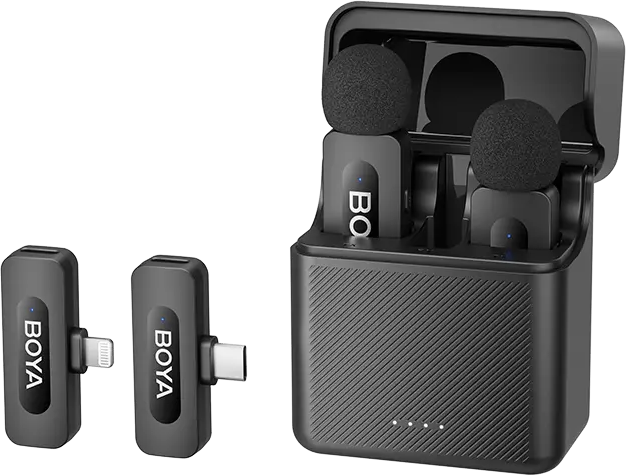 BOYA BY-V3 Combo Vezeték nélküli mikrofon, fekete, 2TX+2RX, Lightning, USB-C csatlakozós