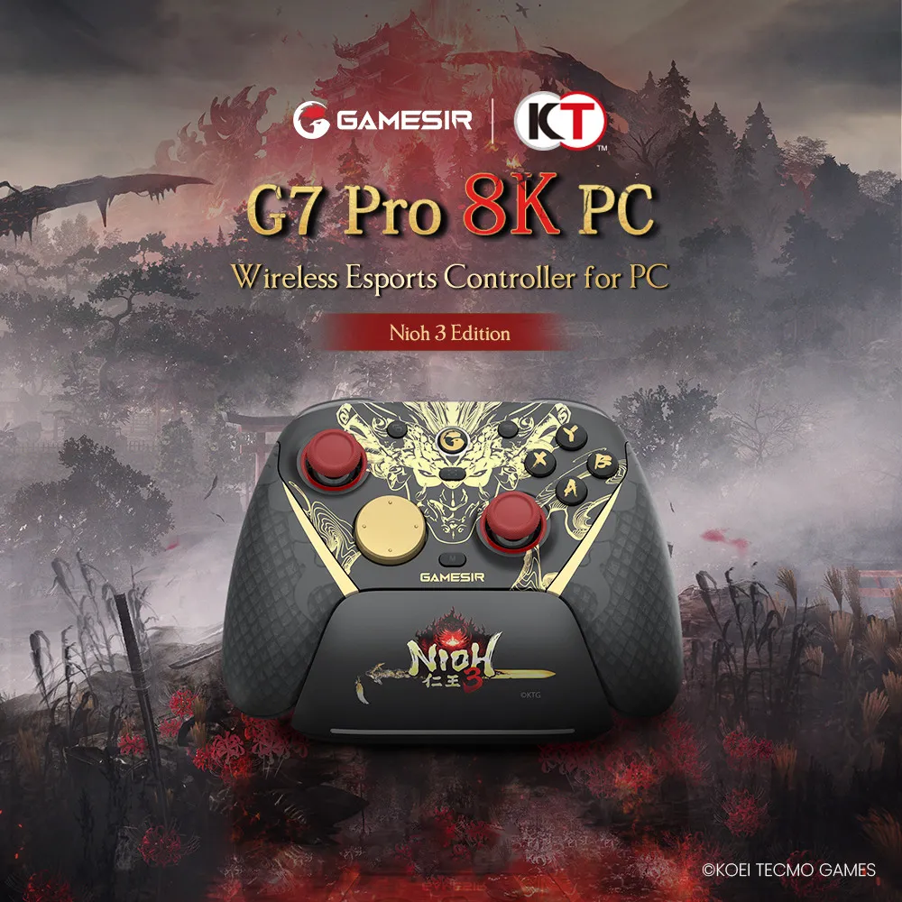 Gamesir G7 Pro 8K PC Controller, Nioh 3 Edition, mit Drachenmotiv und roten Akzenten.