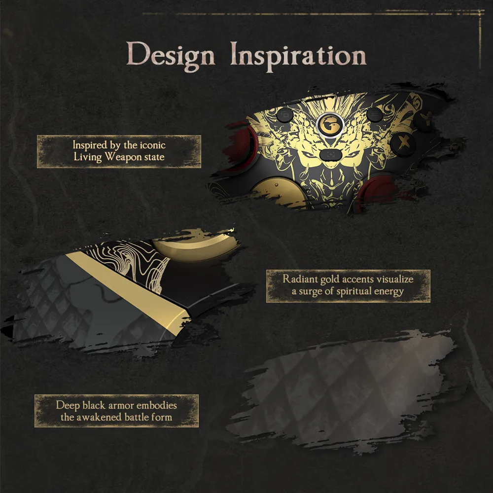 Design-Inspiration: Schwarz und Gold. Inspiriert vom Living Weapon-Zustand.