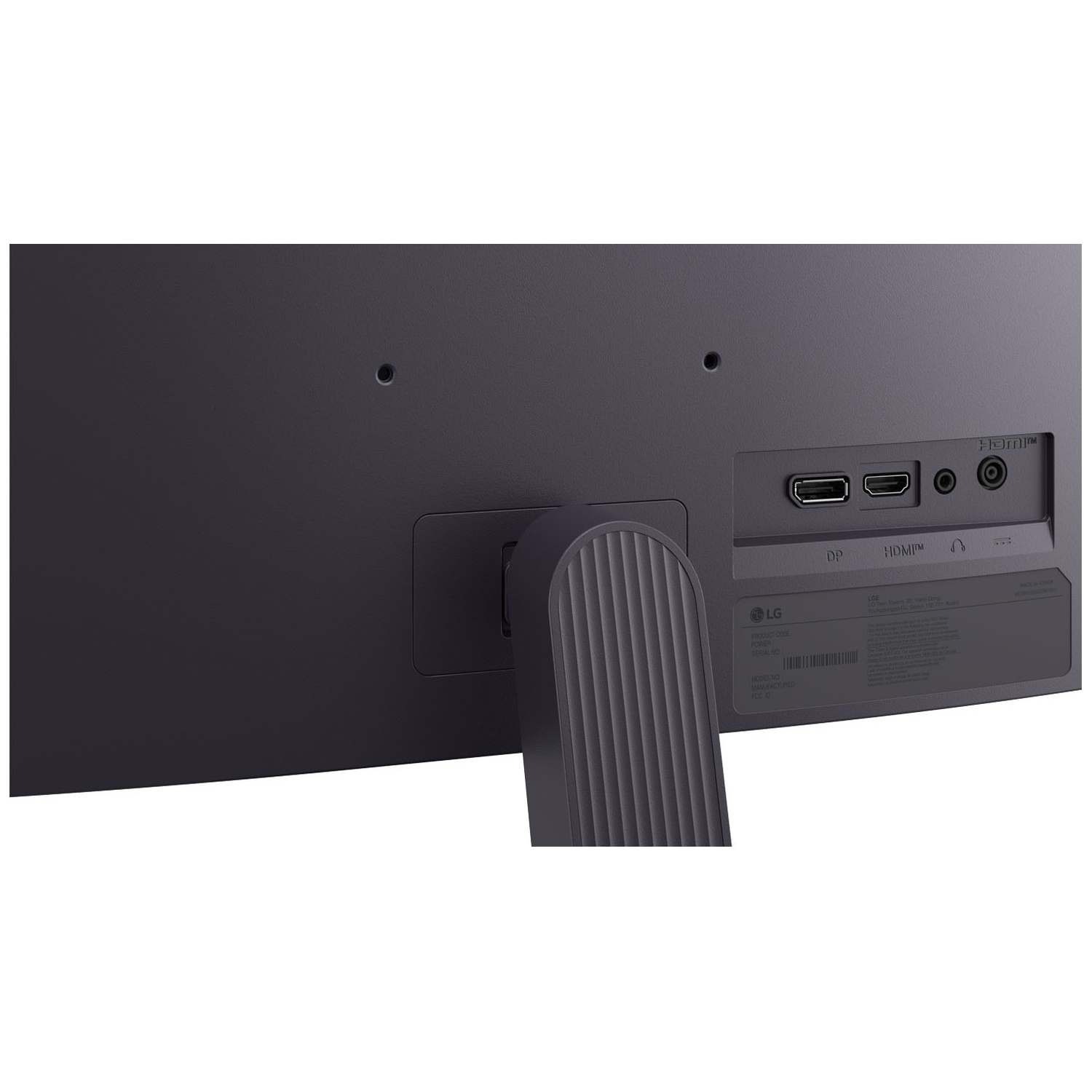 Back of a monitor showing ports: DP, HDMI, headphone jack.