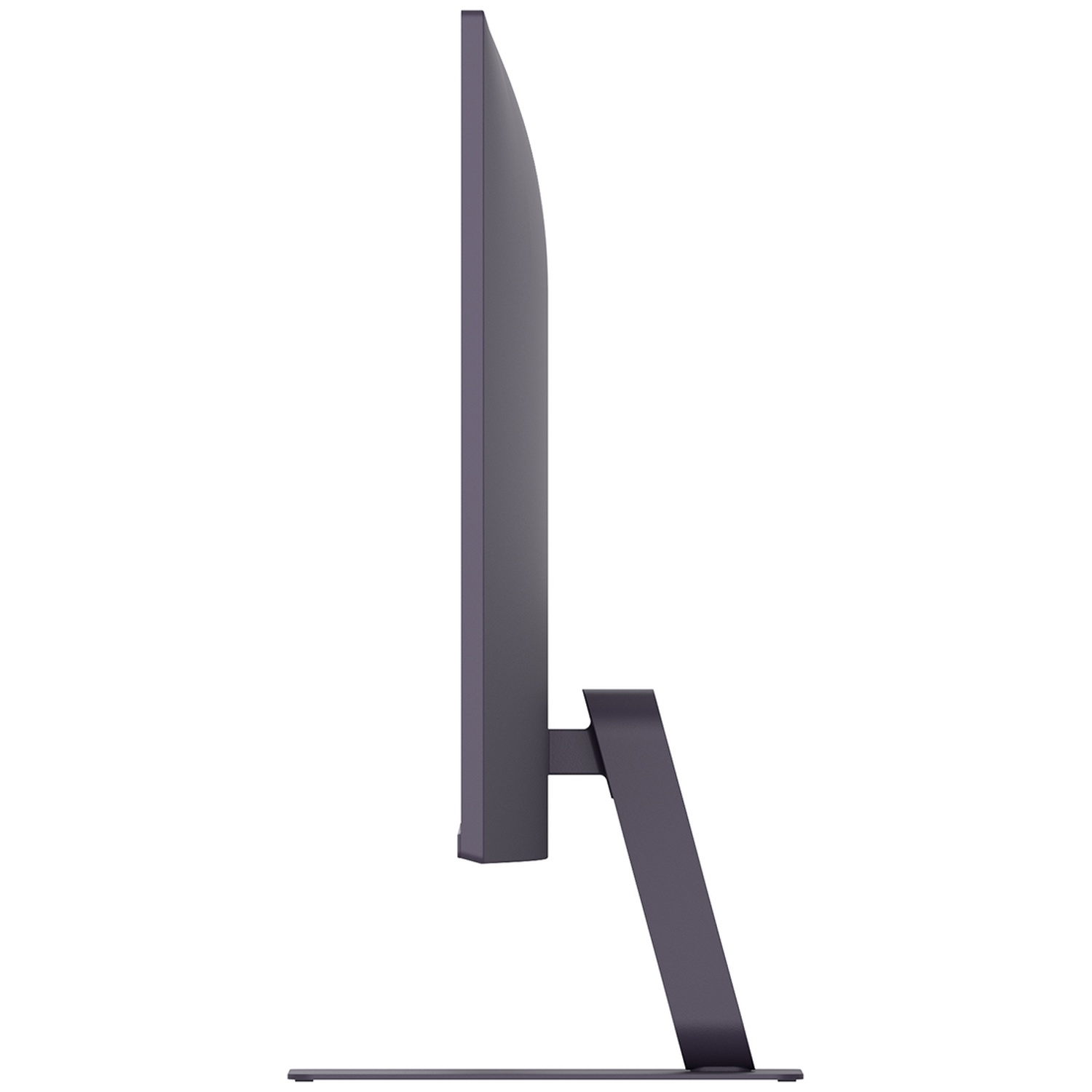 A gray computer monitor shown from the side with a slim stand.