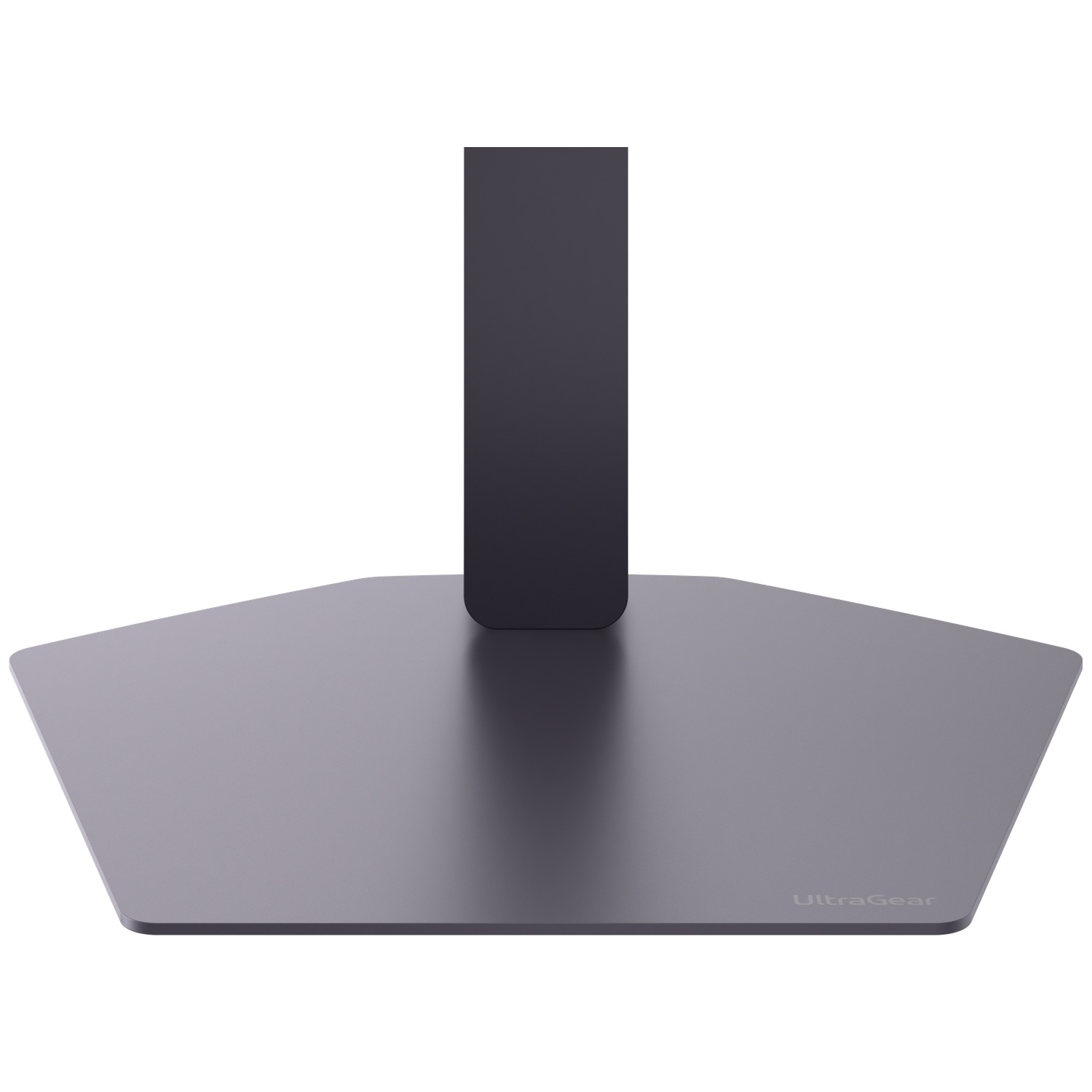 A dark, hexagonal monitor stand with the UltraGear logo.