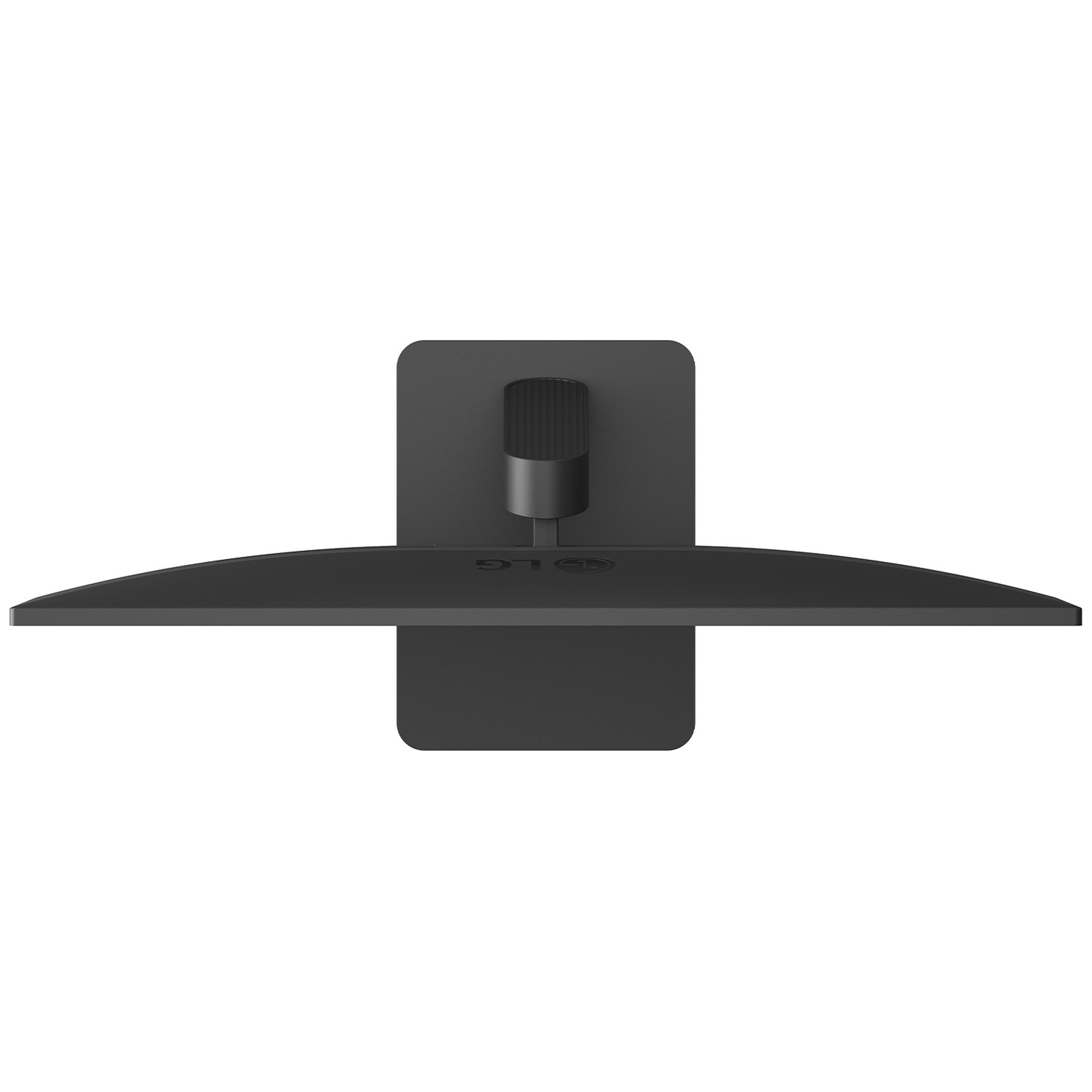 Top view of a black LG monitor with a wide, flat screen and stand.