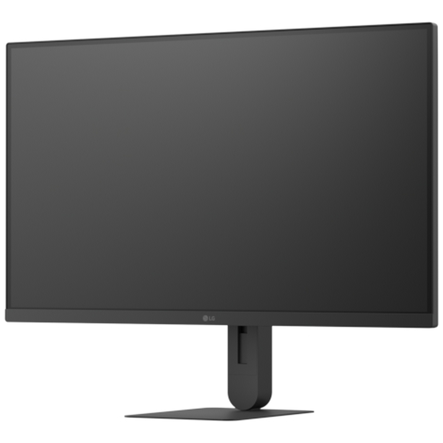 A black monitor with an LG logo on a stand.