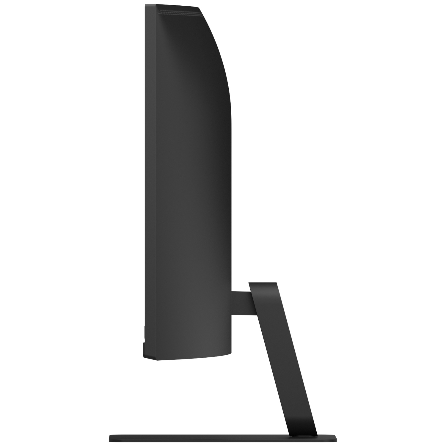 A black computer monitor shown in profile view against a white background.