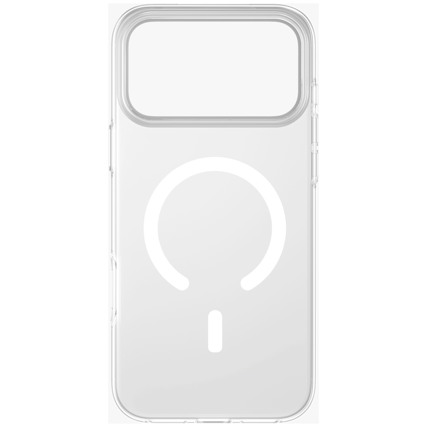 Doorzichtige telefoonhoes met wit cirkel- en lijnpatroon.