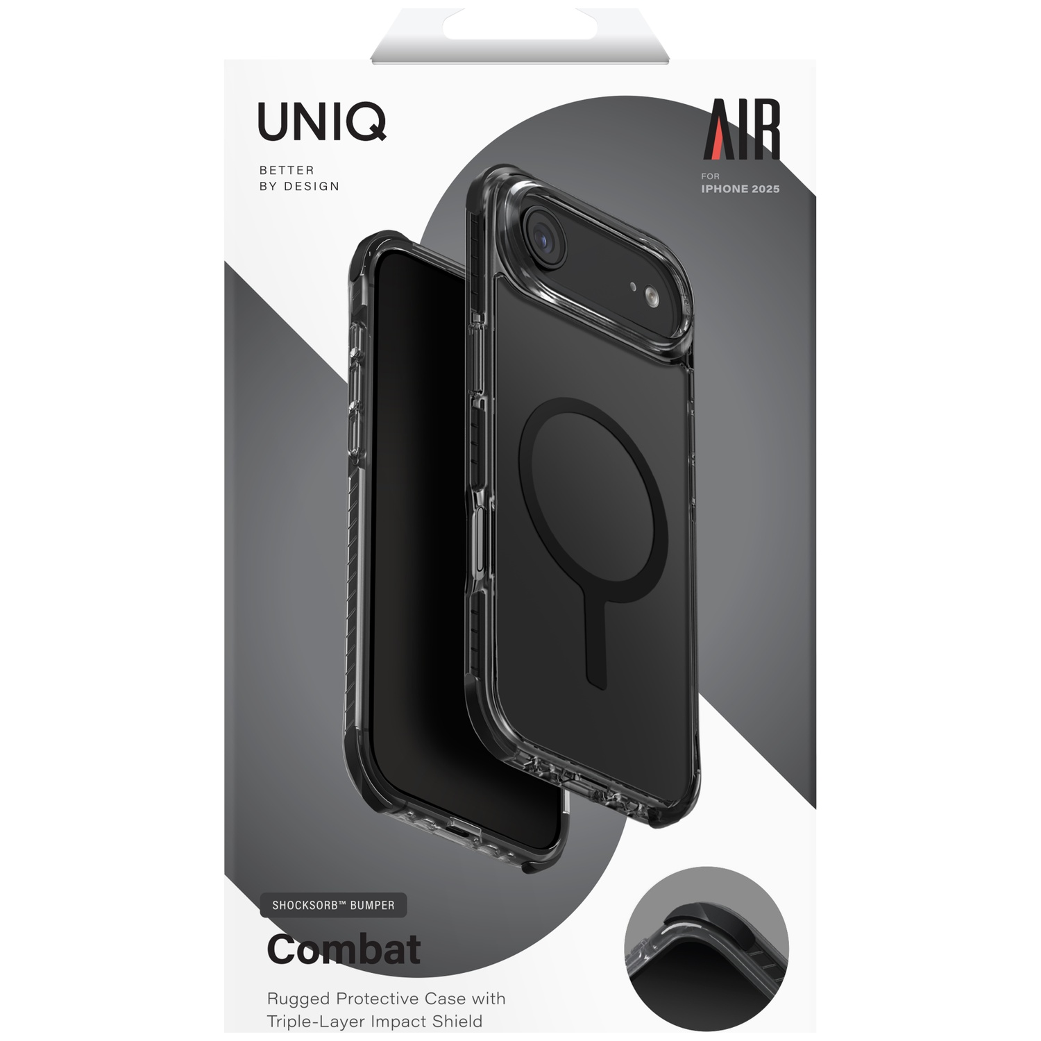 Clear protective case for iPhone 2025 with reinforced edges.