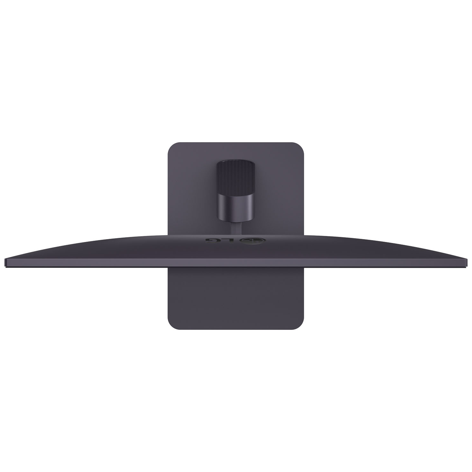 Een donkere monitor met LG-logo van bovenaf gezien, witte achtergrond.