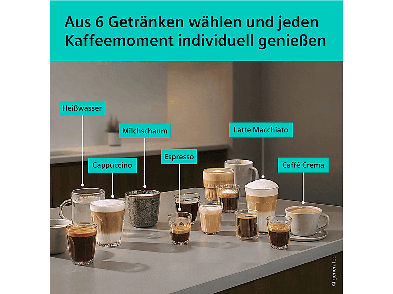 Siemens TP551E09 Kaffeevollautomat (Schwarz, Keramikmahlwerk, 15 bar, Milchschlauch) — Foto 3 von 5