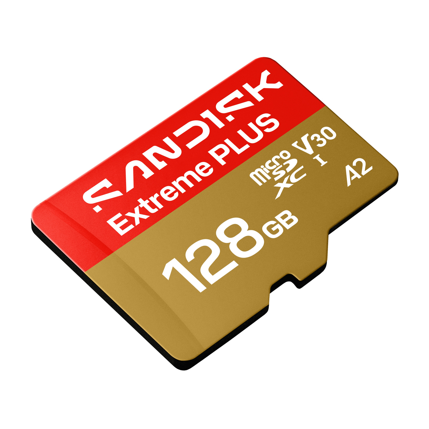 Scheda di memoria SanDisk Extreme PLUS 128GB microSDXC con classificazione V30 e A2.