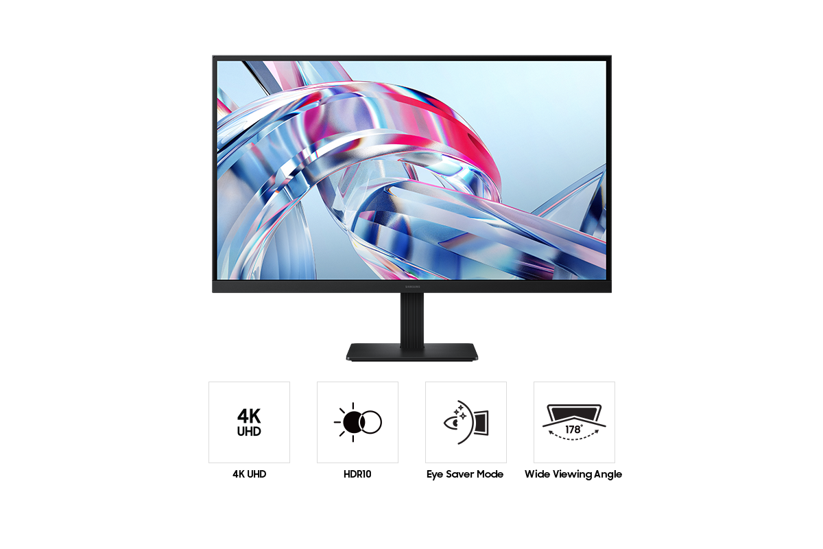 Un monitor 4K UHD con HDR10, modalità Eye Saver e ampio angolo di visione.