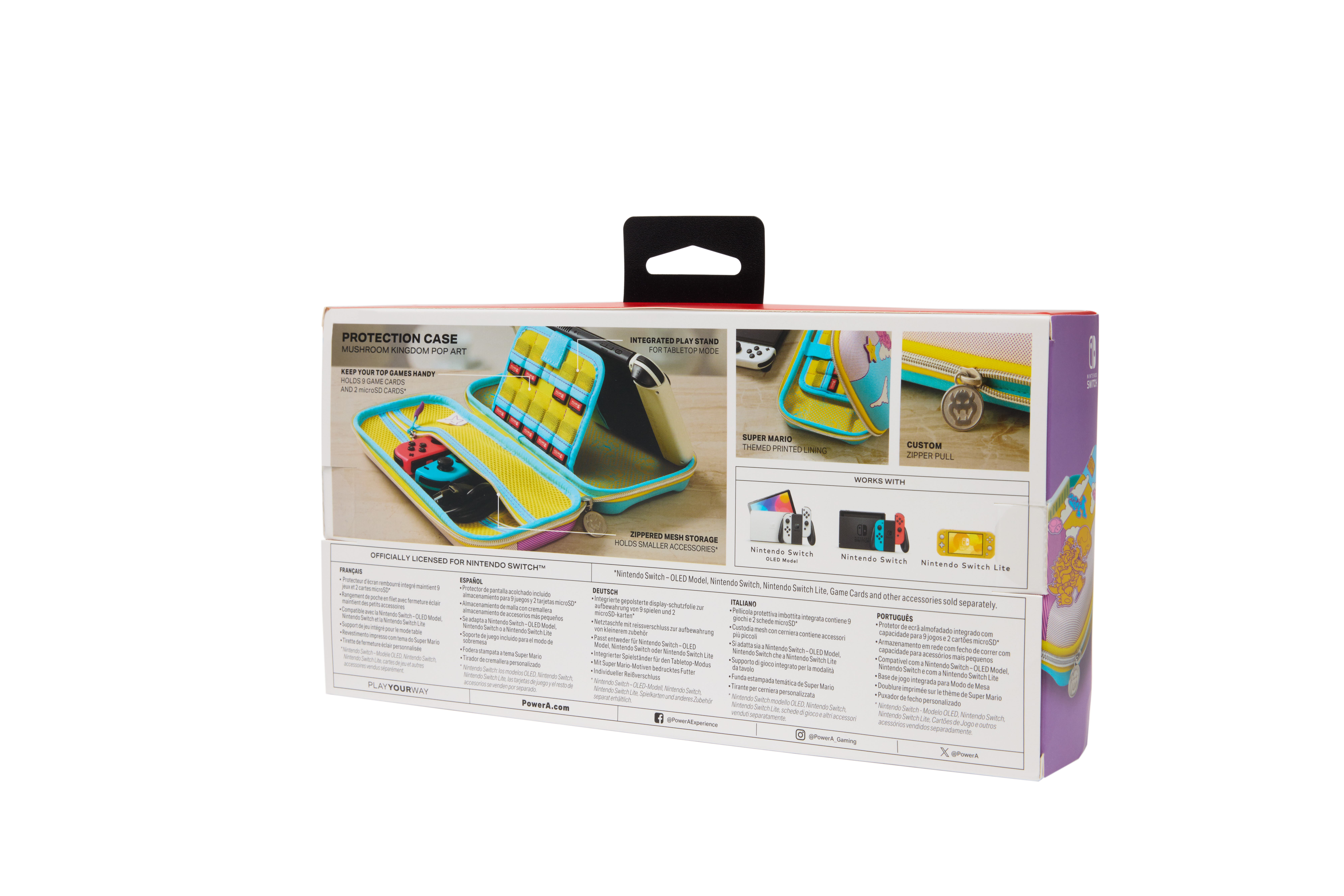 Schutzhülle für Nintendo Switch mit Super Mario-Motiv, hält 9 Spiele und 2 microSDs.