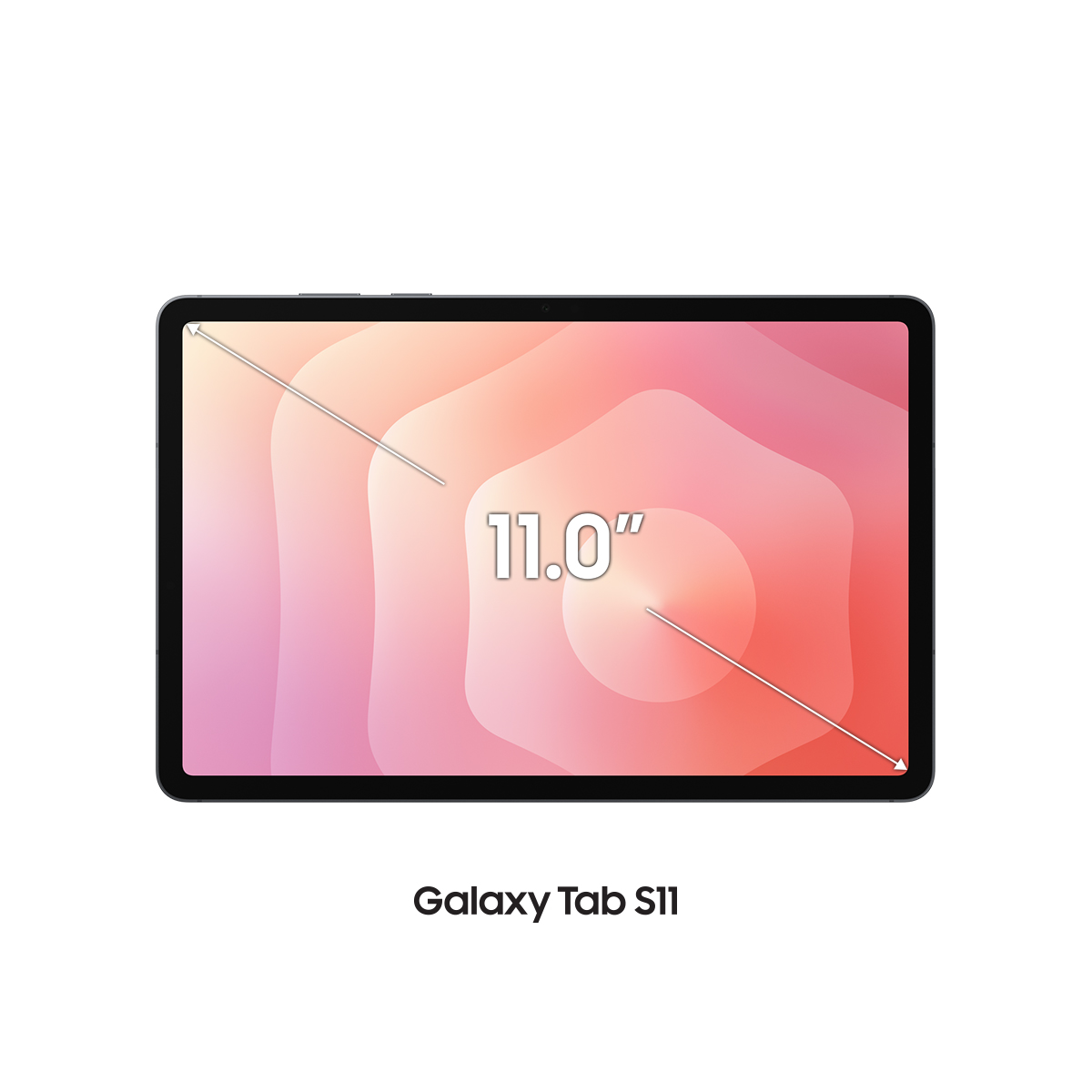 Soyut arka plana sahip 11 inç ekranlı Samsung Galaxy Tab S11.