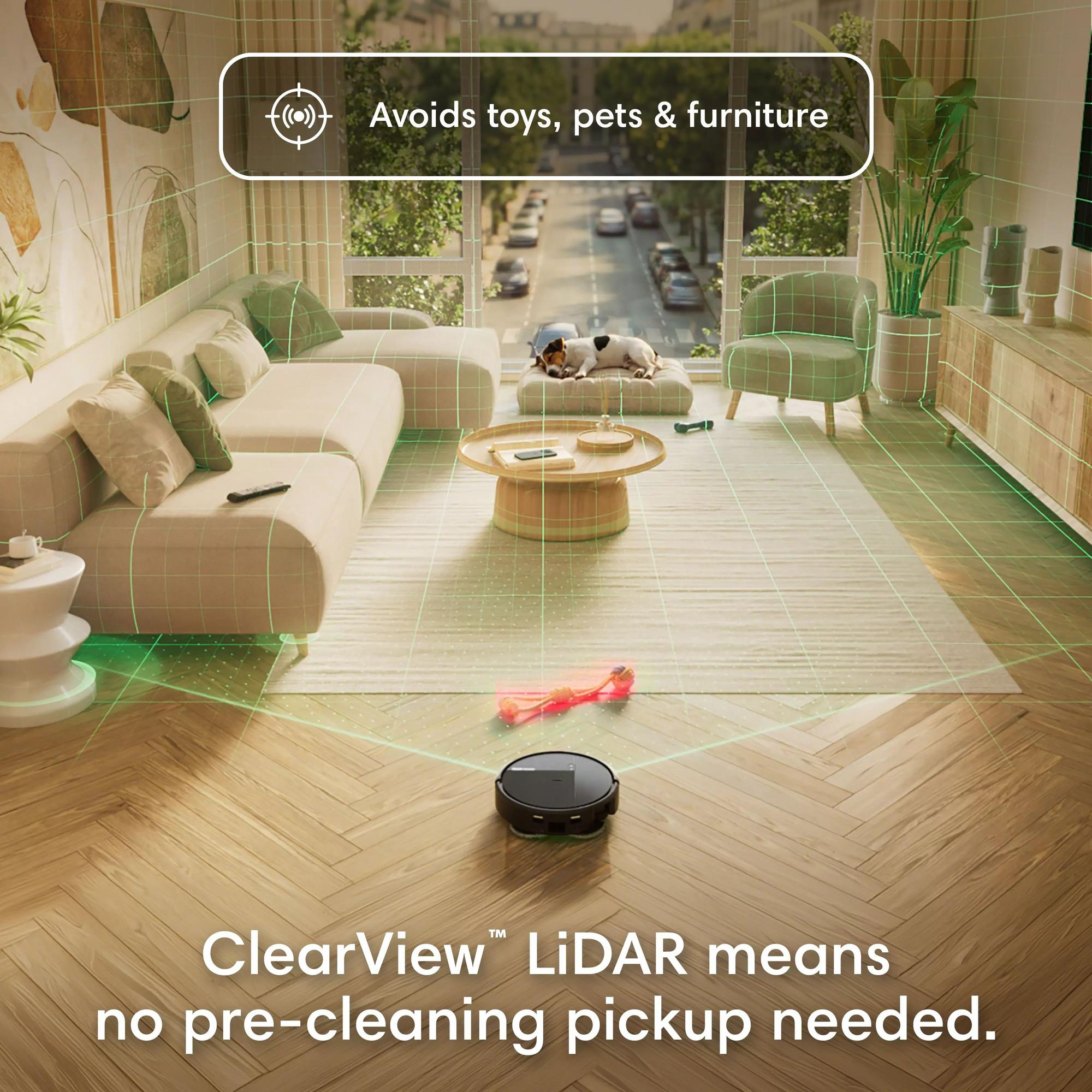 Un aspirateur robot navigue dans un salon grâce à la technologie LiDAR.