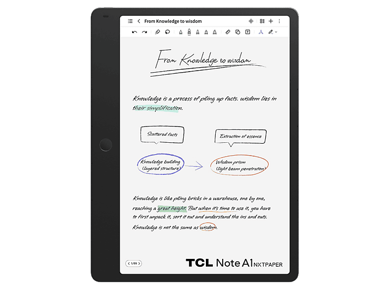 Tablet – TCL Note A1 NXTPAPER, 11.45 » 2K, 8 GB RAM, 256 GB, MediaTek Helio G100, Gris