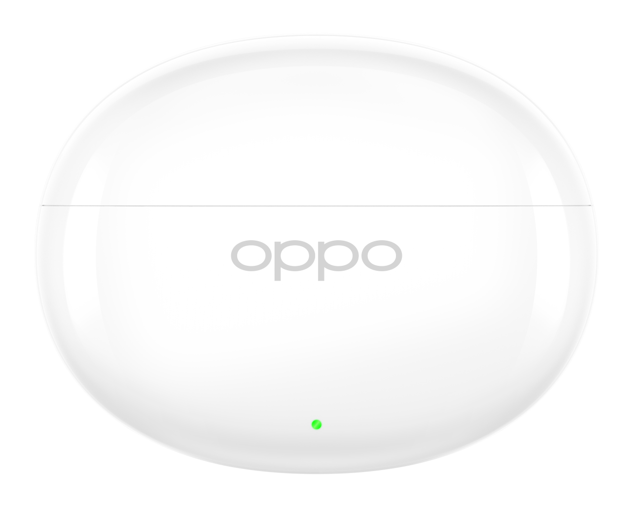 Białe etui ładujące Oppo z małym zielonym światłem z przodu.