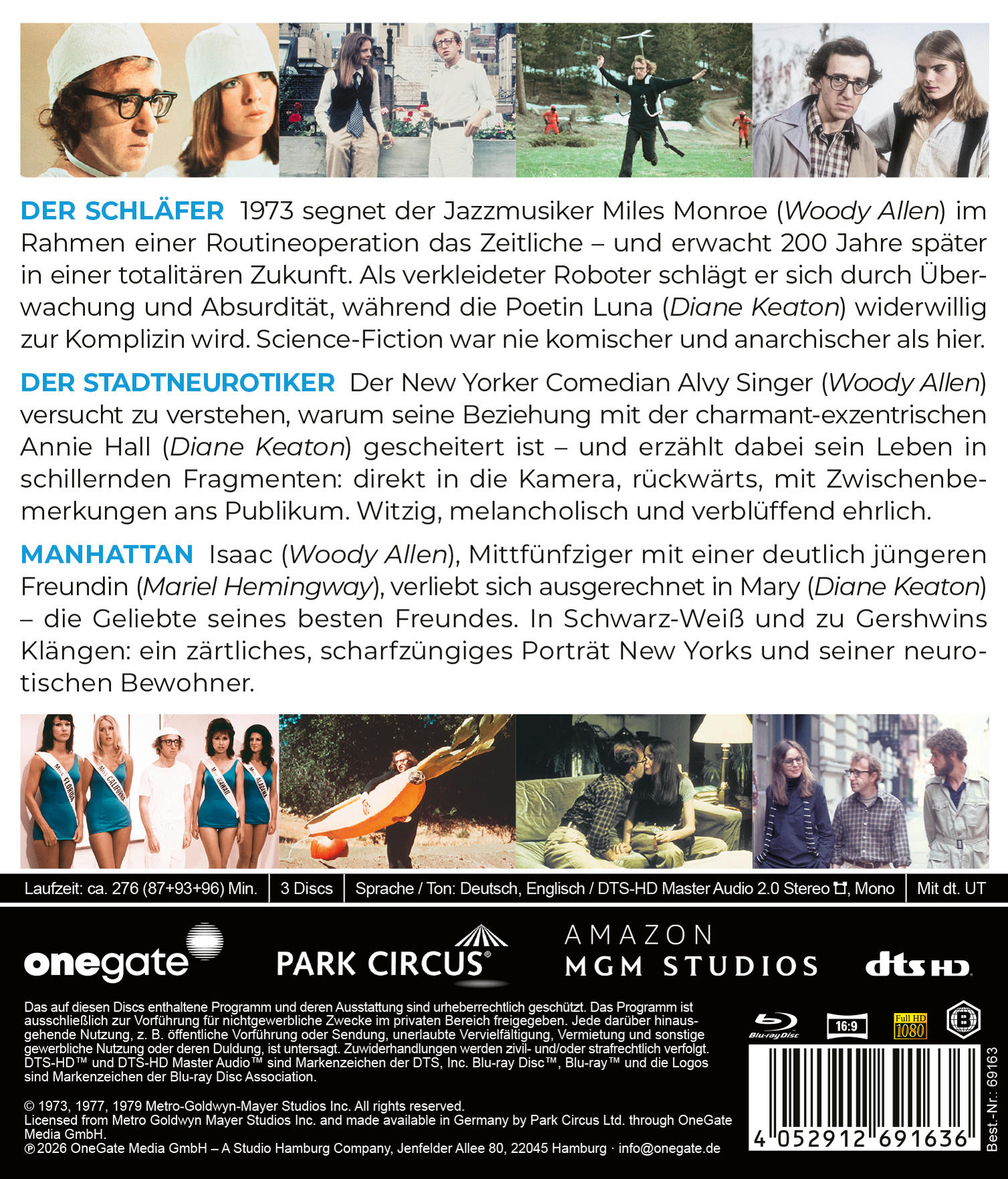 Movie poster collage with stills of Woody Allen and Diane Keaton in various films.