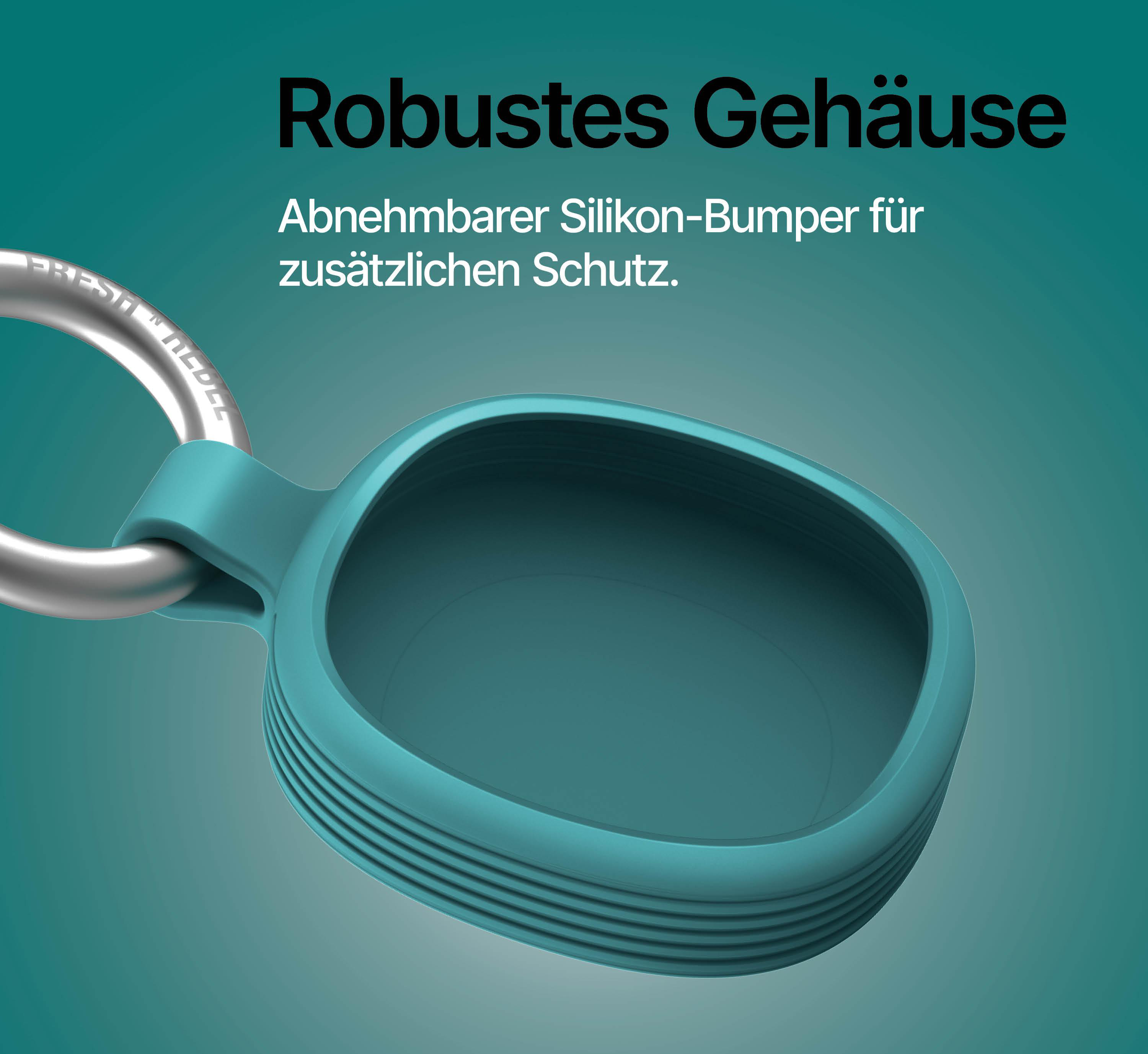 Robuste Hülle mit abnehmbarem Silikon-Bumper für zusätzlichen Schutz.